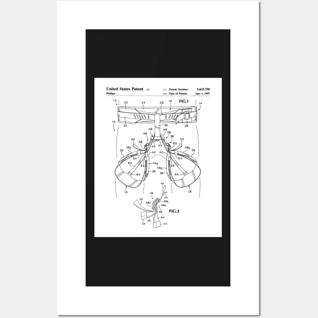 Rock Climbing Harness Patent - Rock Climber Art - Black And White Wall Art by patentpress